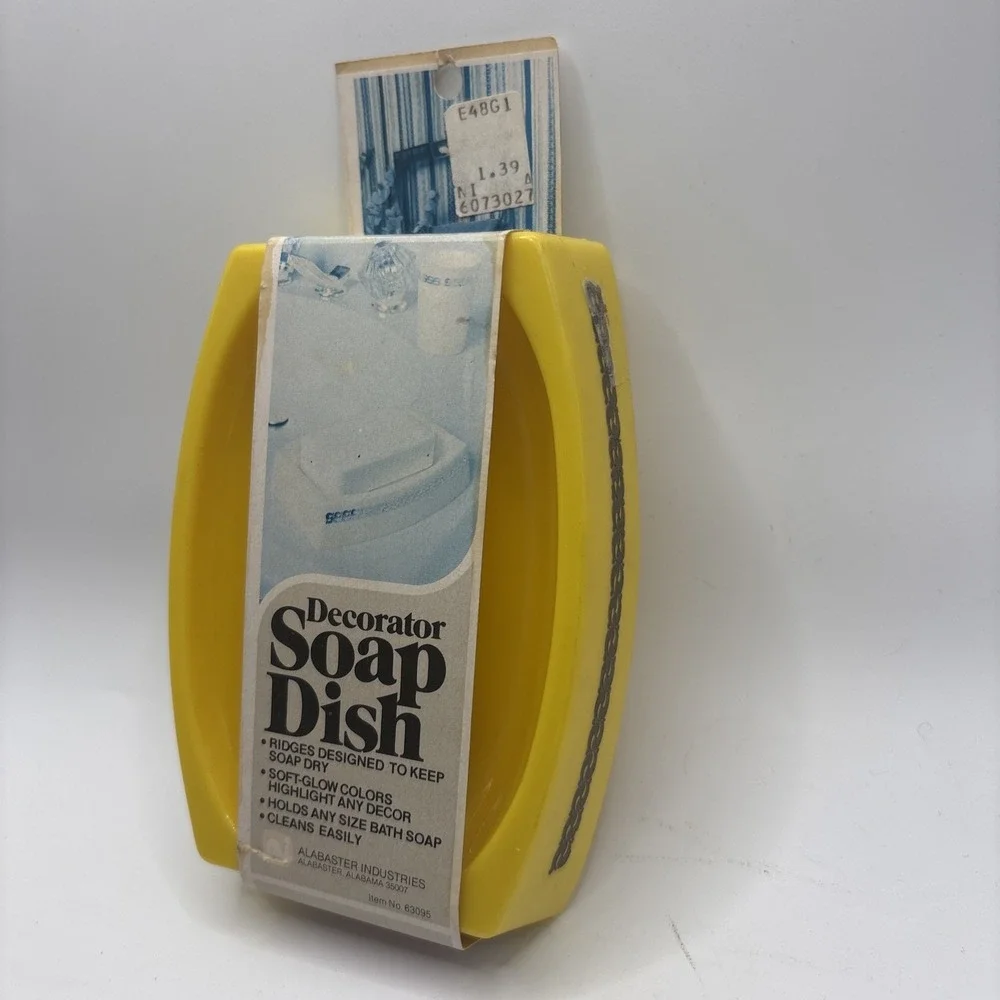Vtg Alabaster Industries Yellow Retro Decorator Soap Dish NOS #63095 NOS